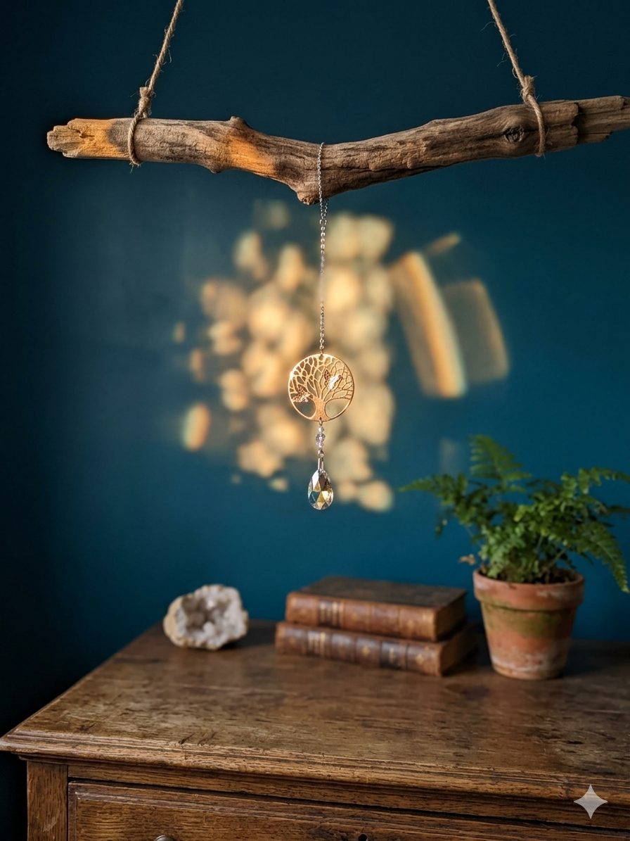 Symbole de force et de renouveau, cet attrape-soleil Arbre de Vie et cristal K9 capte la lumière pour diffuser une énergie bienfaisante et rayonnante au cœur de votre foyer.