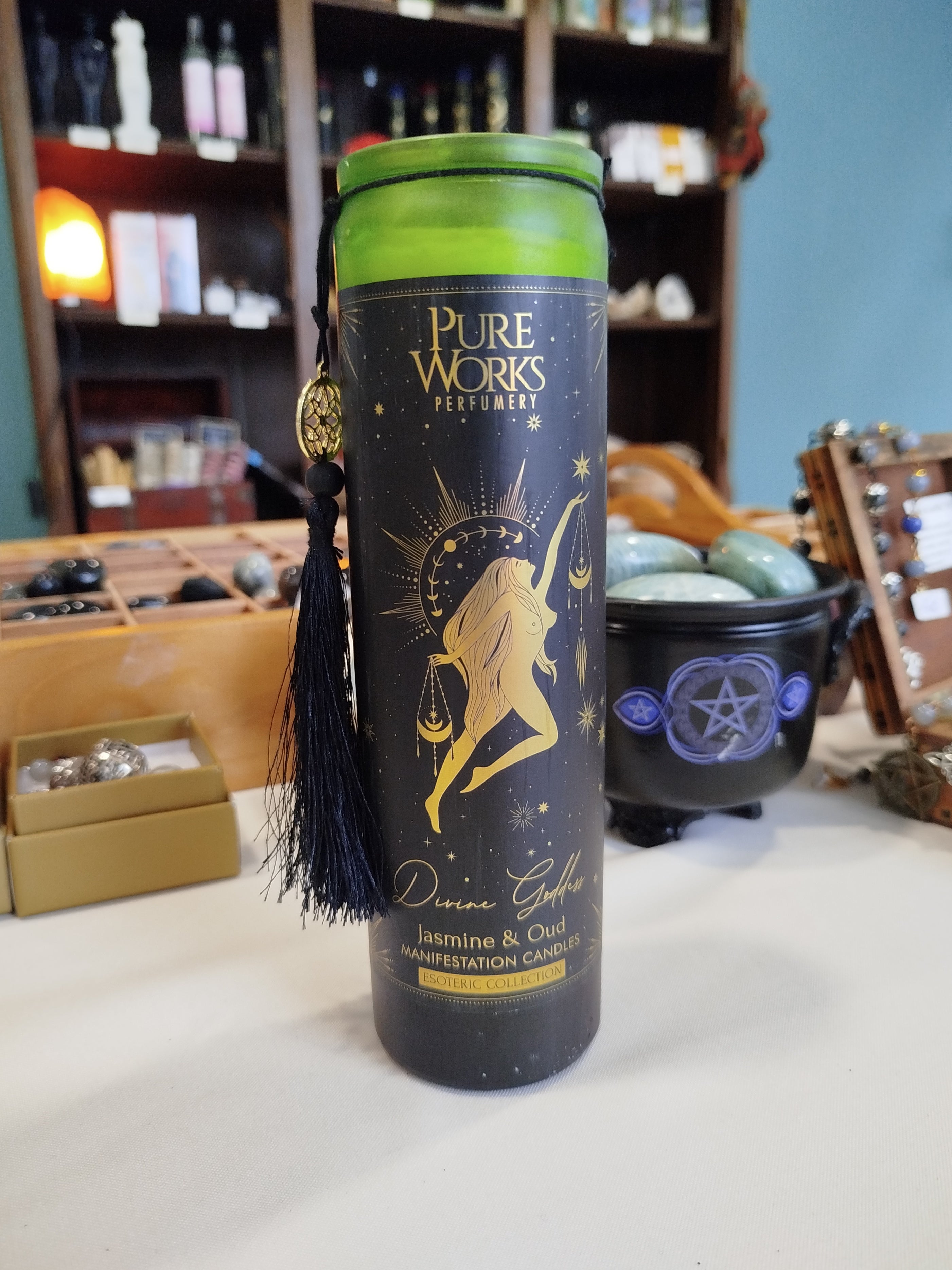 bougie d'intention, manifestation divine, confiance en soi, jasmin et oud