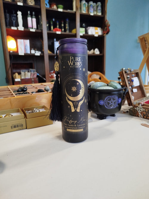 bougie de purification, palo santo et lavande, bougie d'intention, manifestation