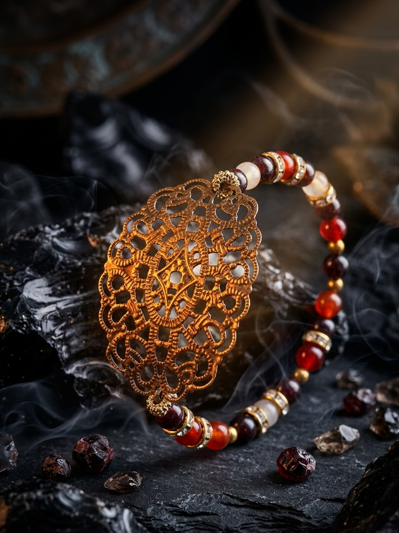 Bracelet artisanal - cornaline et grenat - énergie et passion