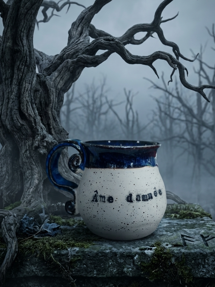 Tasses à texte en grès  - ceramique artisanale