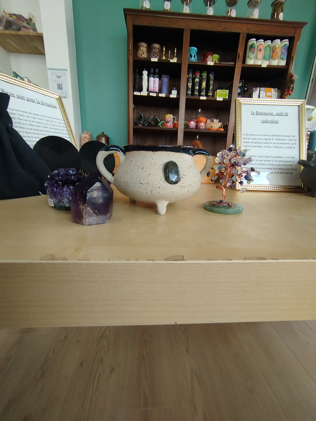 Chaudron d'intention en céramique - " Je suis Magique" | mug en grès Pyrité et labradorite