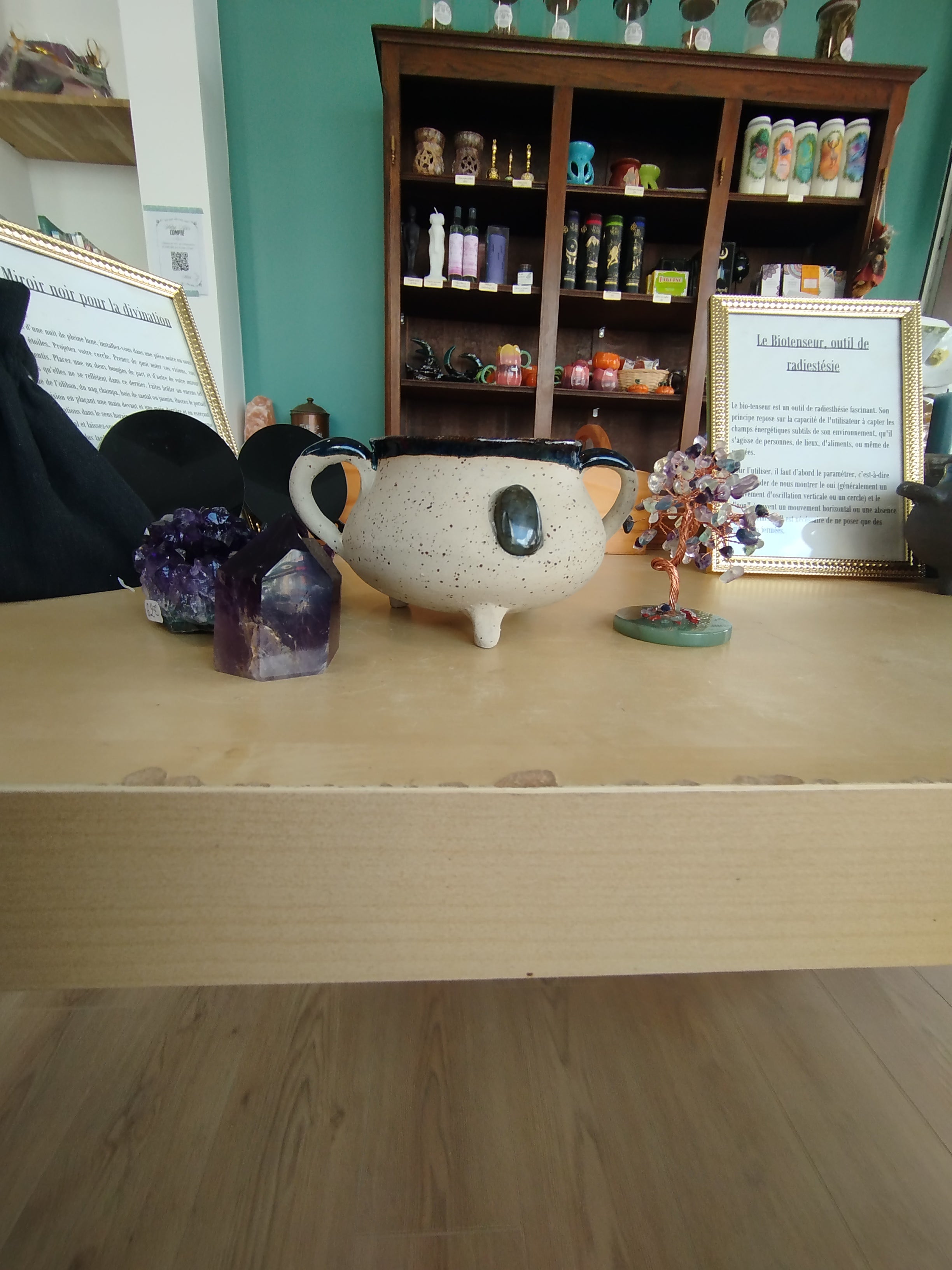 Chaudron d'intention en céramique - " Je suis Magique" | mug en grès Pyrité et labradorite