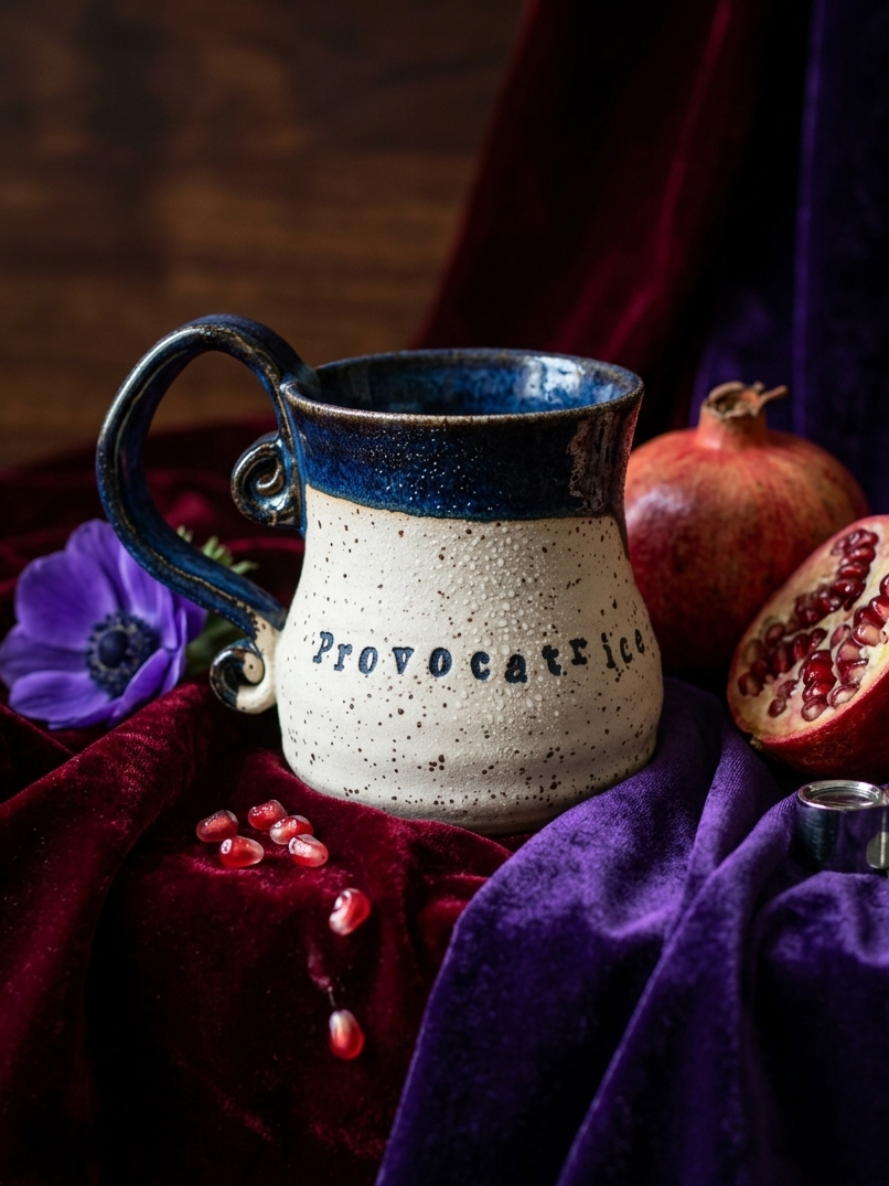Tasses à texte en grès  - ceramique artisanale