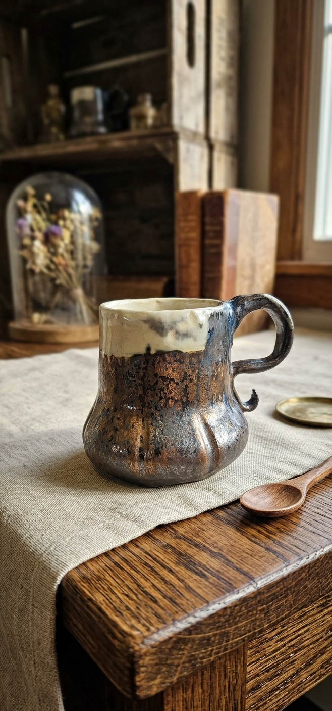 Inspirée par la nature sauvage, cette tasse coloquinte en grès façonnée à La Gorge aux Loups offre une expérience tactile et authentique pour savourer vos boissons préférées au coin du feu.